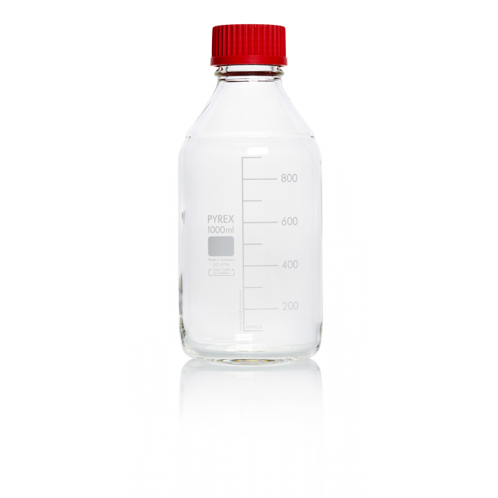 PYREX®瓶，实验室培养基，GL 45，带高温盖和浇注环，透明 500 mL